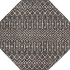 Unique Loom Outdoor Trellis Collection Area Rug - Tribal Trellis (7' 10" Octagon, Charcoal Gray/ Natural)