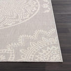 CAMILSON Outdoor Rug 6x9 Modern Area Rugs for Indoor and Outdoor Patios and Porches - Waterproof, Washable, Non-Shedding, Easy-to-Clean Outside Carpet (6 x 9, Medallion - Grey/White)