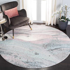 SAFAVIEH Glacier Collection Area Rug - 3' Round, Pink & Blue, Modern Abstract Design, Non-Shedding & Easy Care, Ideal for High Traffic Areas in Living Room, Bedroom (GLA126U)