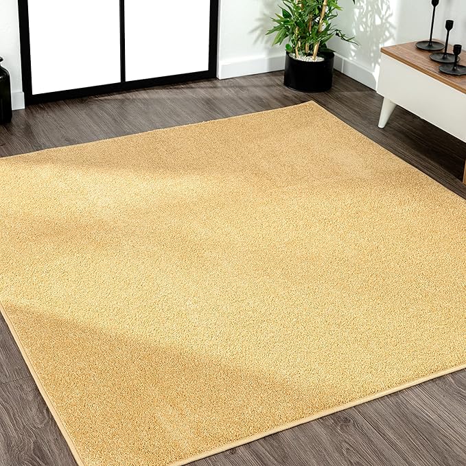 JONATHAN Y Haze Solid Low-Pile Mustard 6x6 Square Indoor Area Rug, Coastal,Bohemian,Minimalist,Classic, Easy-Cleaning for Living Room,Bedroom,Kitchen,Pet Friendly,Non-Shedding (SEU100B-6SQ)