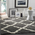 SAFAVIEH Dallas Shag Collection Area Rug - 6' x 9', Dark Grey & Ivory, Trellis Design, Non-Shedding & Easy Care, 1.5-inch Thick Ideal for High Traffic Areas in Living Room, Bedroom (SGD257A)