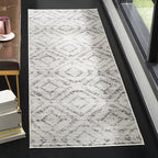 SAFAVIEH Adirondack Collection Runner Rug - 2'6" x 16', Light Grey & Grey, Modern Diamond Distressed Design, Non-Shedding & Easy Care, Ideal for High Traffic Areas in Living Room, Bedroom (ADR131C)