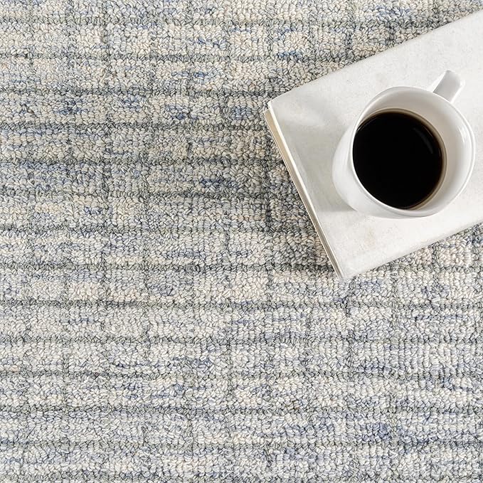 Rugs USA Melrose Light Blue/Ivory, 3' x 5', Handmade, Wool & Cotton, Soft and Cozy, High Traffic, Stain Resistant, Easy Clean, Durable Area Rug for Bedroom, Living Room, Dining Space, Den, Entryway
