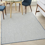Nourison Home Courtyard Ivory Blue 6' x 9' Area Rug - Easy Clean, Non Shedding, Bed Room, Living Room, Dining Room, Kitchen (6' x 9')