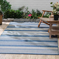 FH Home Outdoor Rug - Waterproof Easy to Clean Stain Resistant - Patio Indoor Outdoor Porch Deck Balcony Entryway - Striped Coastal - Newport - Blue - 5ft 2in x 7ft 6in