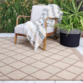 FH Home Flat Woven Outdoor Rug - Waterproof, Easy to Clean, Stain Resistant - Premium Polypropylene Yarn - Moroccan Geometric Lattice - Patio, Porch, Deck, Balcony - Tunis - Sand - 5ft 4in x 7ft 6in