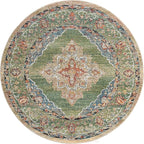 Unique Loom Isabella Collection Area Rug - Rossellini (6' 1" Round, Green/ Blue)
