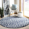 SAFAVIEH Adirondack Collection 3' Round Navy/Ivory ADR131N Diamond Distressed Non-Shedding Living Room Bedroom Area Rug