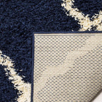 SAFAVIEH Dallas Shag Collection Runner Rug - 2'3" x 20', Navy & Ivory, Trellis Design, Non-Shedding & Easy Care, 1.5-inch Thick Ideal for High Traffic Areas in Living Room, Bedroom (SGD257N)