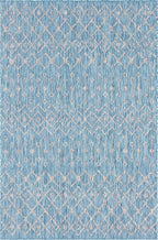 Unique Loom Outdoor Trellis Collection Area Rug - Tribal Trellis (6' 1" x 9' Rectangle, Aqua/ Ivory)