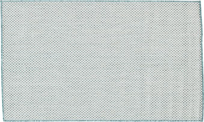 Nourison Home Courtyard Ivory Aqua 3' x 5' Area Rug - Easy Clean, Non Shedding, Bed Room, Living Room, Dining Room, Kitchen (3' x 5')