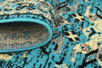 Unique Loom Taftan Collection Border Geometric Tribal Inspired Design Area Rug (2' 2 x 8' 2 Runner, Turquoise/ Gray)