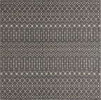 Unique Loom Outdoor Trellis Collection Area Rug - Tribal Trellis (13' Square, Charcoal Gray/ Natural)