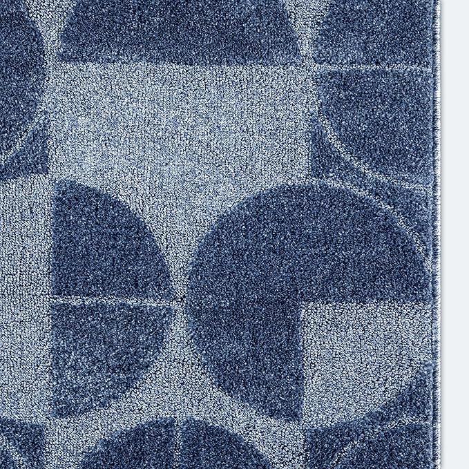 Well Woven Custom Size Hallway & Stair Runner- Harlow Harmony Blue 27 Inches Wide x 24 Feet Long Runner (27" x 24') Runner Rug - Modern Geometric Pattern, Ultra-Soft, Easy-Clean