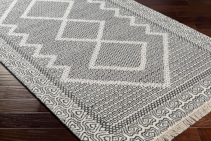 Mark&Day Wool Rugs, 2x8 Nishnabotny Cottage Dark Gray Runner Area Rug, Grey Beige Carpet for Hallway, Kitchen, Bedroom or Living Room (2'6" x 8' Runner)