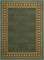 Antep Rugs Alfombras Modern Bordered 4x6 Non-Skid (Non-Slip) Low Profile Pile Rubber Backing Indoor Area Rugs (Green, 4' x 5'8")