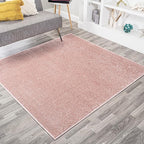 Eyely UES100P-9SQ Supersoft Haze Solid Low-Pile Indoor Area Rug, Coastal, Bohemian, Minimalist, Classic, Casual for Bedroom,Kitchen,Living Room,Non Shedding,Easy-Washing, Pink, 9' Square
