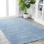Eyely UES100F-14 Supersoft Haze Solid Low-Pile Indoor Area Rug, Coastal, Bohemian, Minimalist, Classic, Casual for Bedroom,Kitchen,Living Room,Non Shedding,Easy-Washing, Blue, 10 X 14
