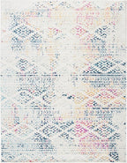SAFAVIEH Area Rug 10x13 - Tulum Collection - Large - Ivory & Blue, Moroccan Boho Tribal Design, Non-Shedding & Easy to Clean, Ideal for Living Room, Bedroom, Dining Space (TUL272C)
