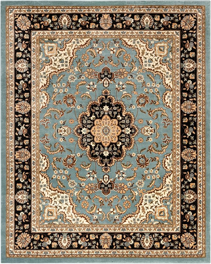 Well Woven Barclay Collection Medallion Kashan Light Blue 6x9 Area Rug - for Living Room, Bedroom, and Dining Room
