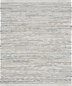 SAFAVIEH Rag Rug Collection Area Rug - 10' Square, Grey, Handmade Boho Stripe Cotton, Ideal for High Traffic Areas in Living Room, Bedroom (RAR121A)