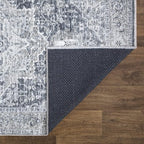 Bloom Rugs Caria Washable Non-Slip 6x9 Rug - Gray/Dark Blue Traditional Area Rug for Living Room, Bedroom, Dining Room, and Kitchen - Exact Size: 6' x 9'