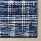 Dash & Albert Denim Plaid Blue Machine Washable Rug, 5 X 8 Feet, Blue/White Plaid Pattern