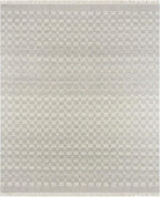 Mark&Day Wool Rugs, 9x12 Clinten Solid and Border Ivory Checkered Rug, Ivory Carpet for Living Room, Bedroom or Kitchen (8'10" x 12')