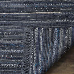 SAFAVIEH Rag Rug Collection X-Large Area Rug - 11' x 15', Ink & Multi, Handmade Boho Stripe Cotton, Ideal for High Traffic Areas in Living Room, Bedroom (RAR121C)