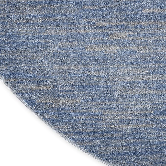 Nourison Home Nourison Essentials Blue Grey 4' x Round Area Rug - Easy Clean, Non Shedding, Bed Room, Living Room, Dining Room, Kitchen (4' x Round)