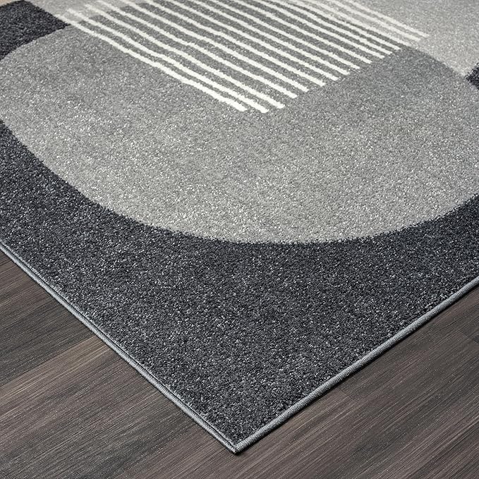 Abani Deco Collection Area Rug - Grey Minimalist Design -6' x 9' - Easy to Clean - Durable for Kids and Pets - Non-Shedding - Medium Pile - Soft Feel - for Living Room, Bedroom & Office