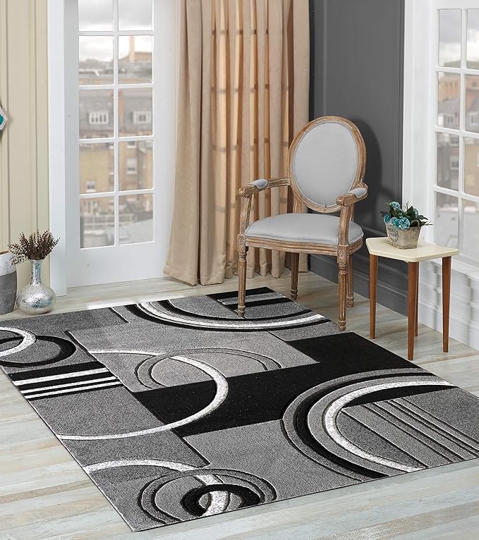 GLORY RUGS Area Rug Modern 2x7 Grey Soft Hand Carved Contemporary Floor Carpet with Premium Fluffy Texture for Indoor Living Dining Room and Bedroom Area