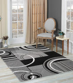 GLORY RUGS Area Rug Modern Soft Hand Carved Contemporary Floor Carpet with Premium Fluffy Texture for Indoor Living Dining Room and Bedroom Area (4x6, Grey Black)