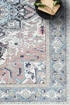 Fame Living Faded Oushak Rug, Turkish Vintage Floral Pastel Large Oversized Area Rugs for Living Room Dining Bedroom Kitchen Bathroom Nursery (848CrNv, 2' x 3')