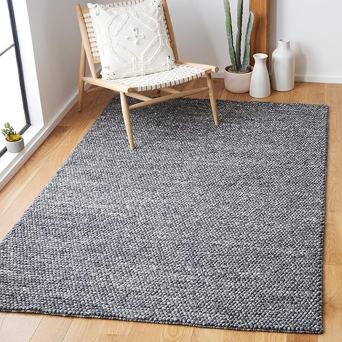 Safavieh Area Rug 6x8 - Natura Collection - Dark Grey, Handmade Wool Blend, Textured Design, Ideal for Living Room, Bedroom, Dining Space (NAT620H)