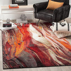 SAFAVIEH Glacier Collection Area Rug - 5'3" Square, Pink & Blue, Modern Abstract Design, Non-Shedding & Easy Care, Ideal for High Traffic Areas in Living Room, Bedroom (GLA126U)
