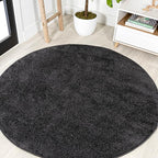 JONATHAN Y Haze Solid Low-Pile Black 6' Round Indoor Area Rug, Coastal,Bohemian,Minimalist,Classic, Easy-Cleaning for Living Room,Bedroom,Kitchen,Pet Friendly,Non-Shedding (SEU100I-6R)
