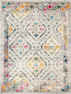 SAFAVIEH Madison Collection X-Large Area Rug - 12' x 18', Grey & Yellow, Boho Diamond Distressed Design, Non-Shedding & Easy Care, Ideal for High Traffic Areas in Living Room, Bedroom (MAD418F)