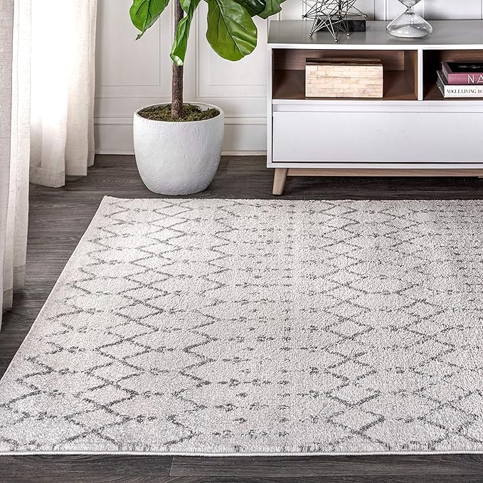 JONATHAN Y Boho Vintage Diamond Cream/Gray Indoor Area Rug 3X5 ft, Moroccan Hype for Living Room, Bedroom, Kitchen, Office, Easy-Cleaning, High Traffic, Pet-Friendly, Non-Shedding (MOH101B-3)