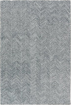 Modern Herringbone Chevron Collection Handcrafted Wool Area Rug - Durable, Zigzag Pattern, for High Traffic, Contemporary Design for Living Room, Bedroom, Dining Room Decor (Denim Blue, 5' x 7')