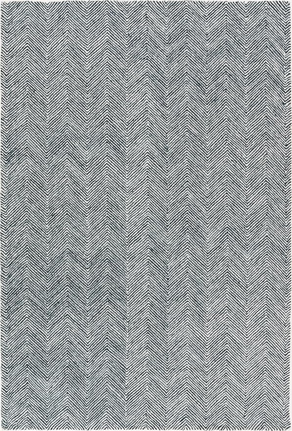 Modern Herringbone Chevron Collection Handcrafted Wool Area Rug - Durable, Zigzag Pattern, for High Traffic, Contemporary Design for Living Room, Bedroom, Dining Room Decor (Denim Blue, 8' round)