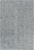 Modern Herringbone Chevron Collection Handcrafted Wool Area Rug - Durable, Zigzag Pattern, for High Traffic, Contemporary Design for Living Room, Bedroom, Dining Room Decor (Denim Blue, 8' x 8' sq)