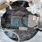 Rugshop Contemporary Abstract Circle Design Soft Round Rug 6' 6" (6' 6" Diameter) Gray