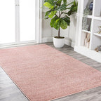 JONATHAN Y Haze Solid Low-Pile Pink Indoor Area Rug 4x6, Coastal,Bohemian,Minimalist,Classic, Easy-Cleaning for Living Room,Bedroom,Kitchen,Pet Friendly,Non-Shedding (SEU100P-4)