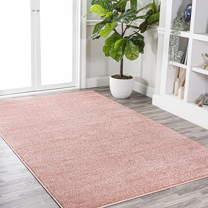 Eyely UES100P-6 Supersoft Haze Solid Low-Pile Indoor Area Rug, Coastal, Bohemian, Minimalist, Classic, Casual for Bedroom,Kitchen,Living Room,Non Shedding,Easy-Washing, Pink, 6 X 9