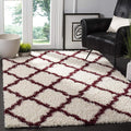 SAFAVIEH Dallas Shag Collection Area Rug - 5'1" x 7'6", Ivory & Red, Trellis Design, Non-Shedding & Easy Care, 1.5-inch Thick Ideal for High Traffic Areas in Living Room, Bedroom (SGD257R)