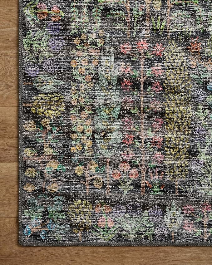Loloi Rifle Paper Co. Maison Collection MAO-07 Charcoal 3'-0" x 3'-0" Round, .19" Pile Height, Accent Rug