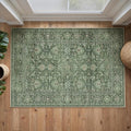 Green Area Rug 2x3 Entryway Washable Soft Carpet Vintage Non Slip Indoor Kitchen Entrance Door Mat Traditional Retro Distressed Small Thicker Throw Rug Bathroom Laundry Bedroom