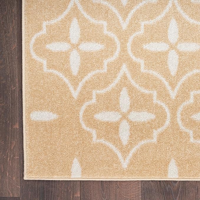 Nourison Home Essentials Indoor/Outdoor Beige Ivory 2'2" x 7'6" Area -Rug, Easy -Cleaning, Non Shedding, Bed Room, Living Room, Dining Room, Backyard, Deck, Patio (2x8)
