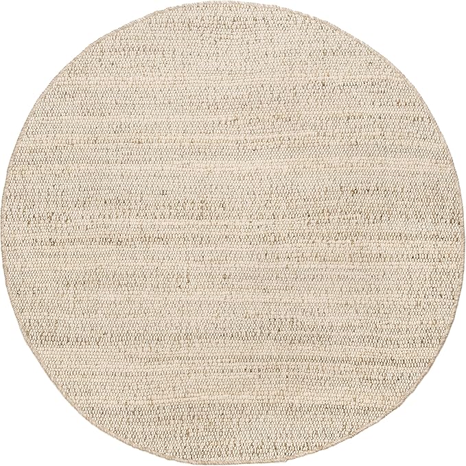 nuLOOM 4 Round Elfriede Jute & Cotton Hand Woven Area Rug, Natural, Solid Rustic Farmhouse Style, Weaved Design, Natural Fiber, For Bedroom, Living Room, Dining Room, Hallway, Office, Entryway